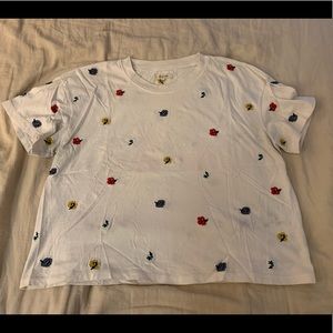 Madewell Boxy Tee Embroidered Flower Detail Size XL